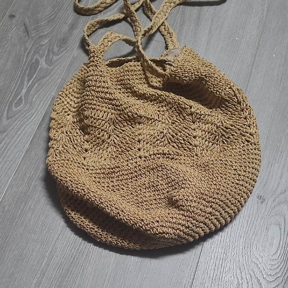 Handwoven Round Shoulder Bag in Tan - Picture 3 of 9